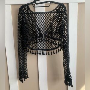 Fishnet bolero with tassels